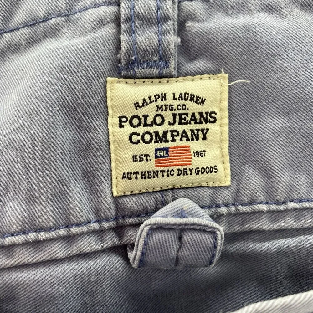Polo Jeans Ralph Lauren Shorts Mens 31 Blue Khaki Chino Flat Front RL67 Military